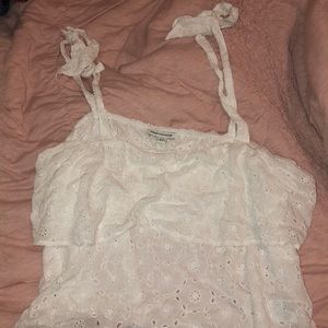 white crochet bow tie tank